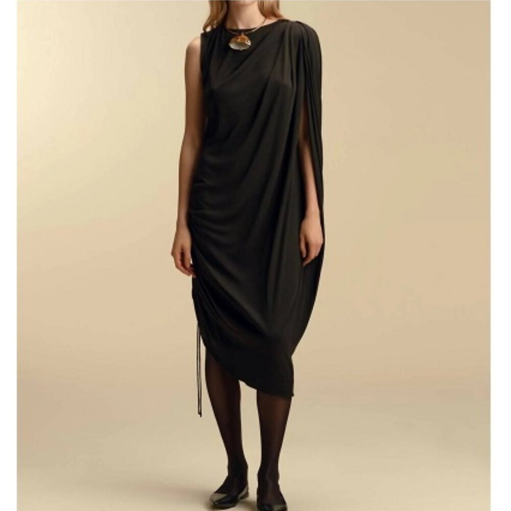 Marina Moscone MSRP $990 Asymmetrical Draped Dress NWT, Size 8